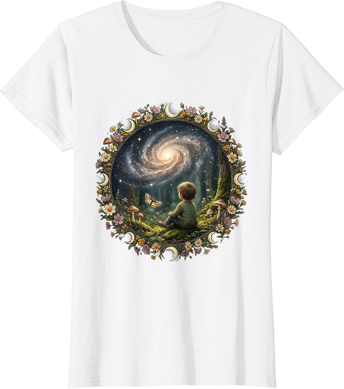 Autism Awareness Child and Galaxy Illustration T-Shirt - White