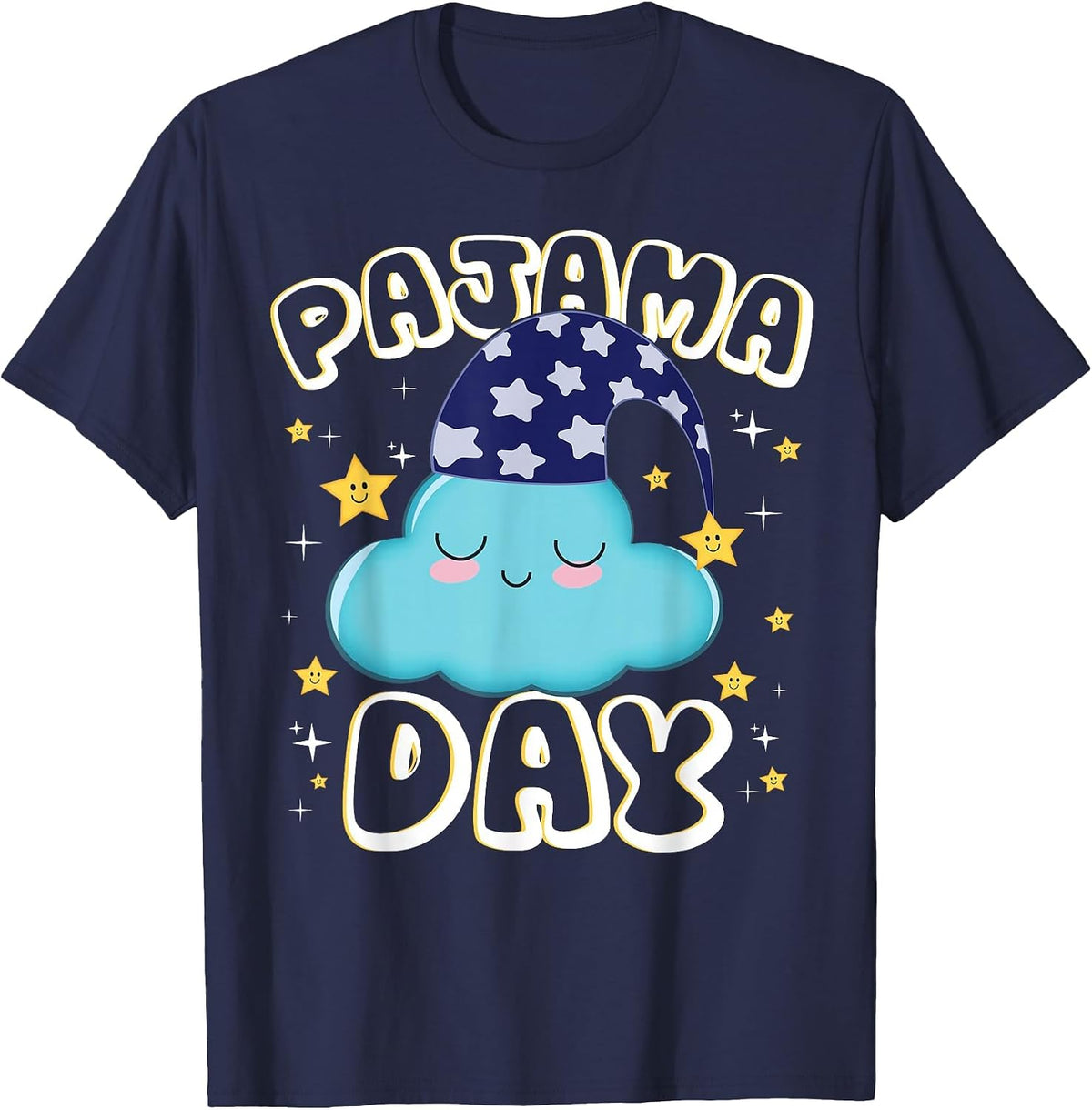Pajama Day School Spirit Week Fun Cloud Teacher Student T-Shirt - Navy Blue