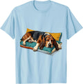 Men's Basset Hound Sleepshirt Napping Pajamas Dog Lover T-Shirt - Baby Blue