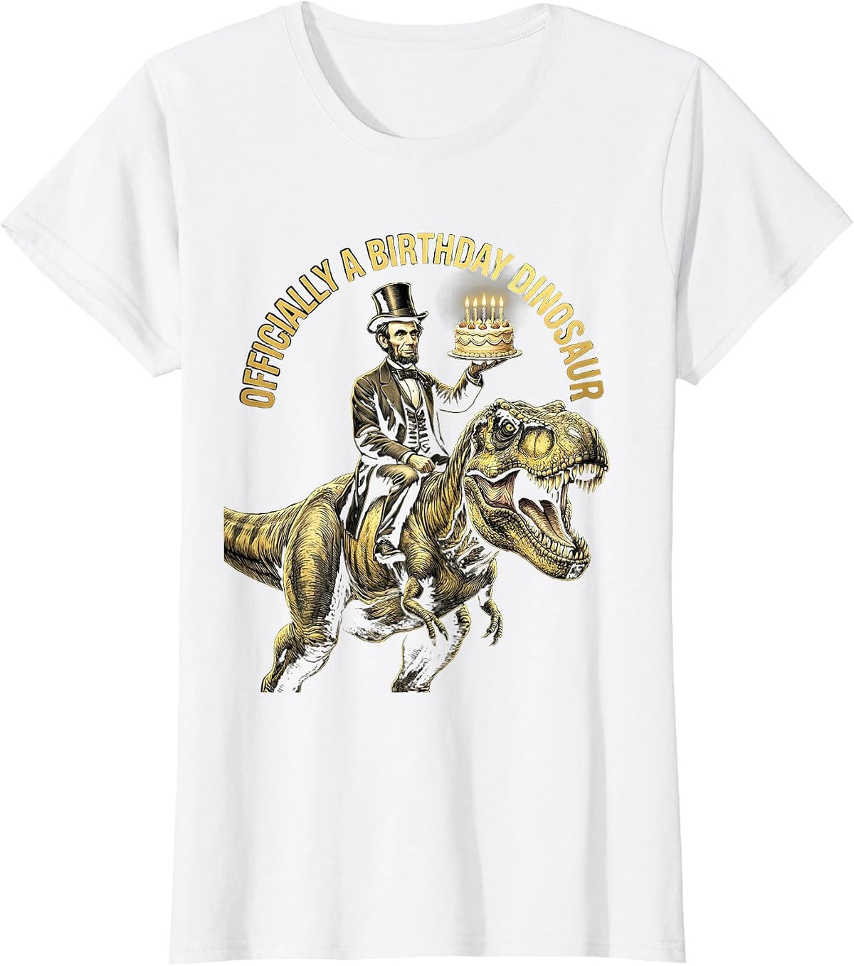 Officially a Birthday Dinosaur Celebration Design T-Shirt - White