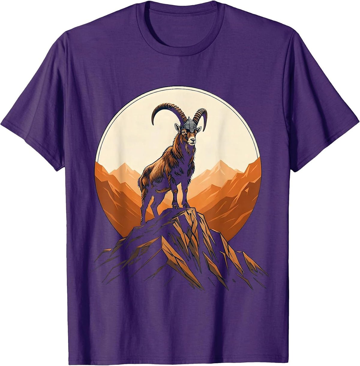 Men's Bearded Viking Goat Graphic Tee T-Shirt - Purple