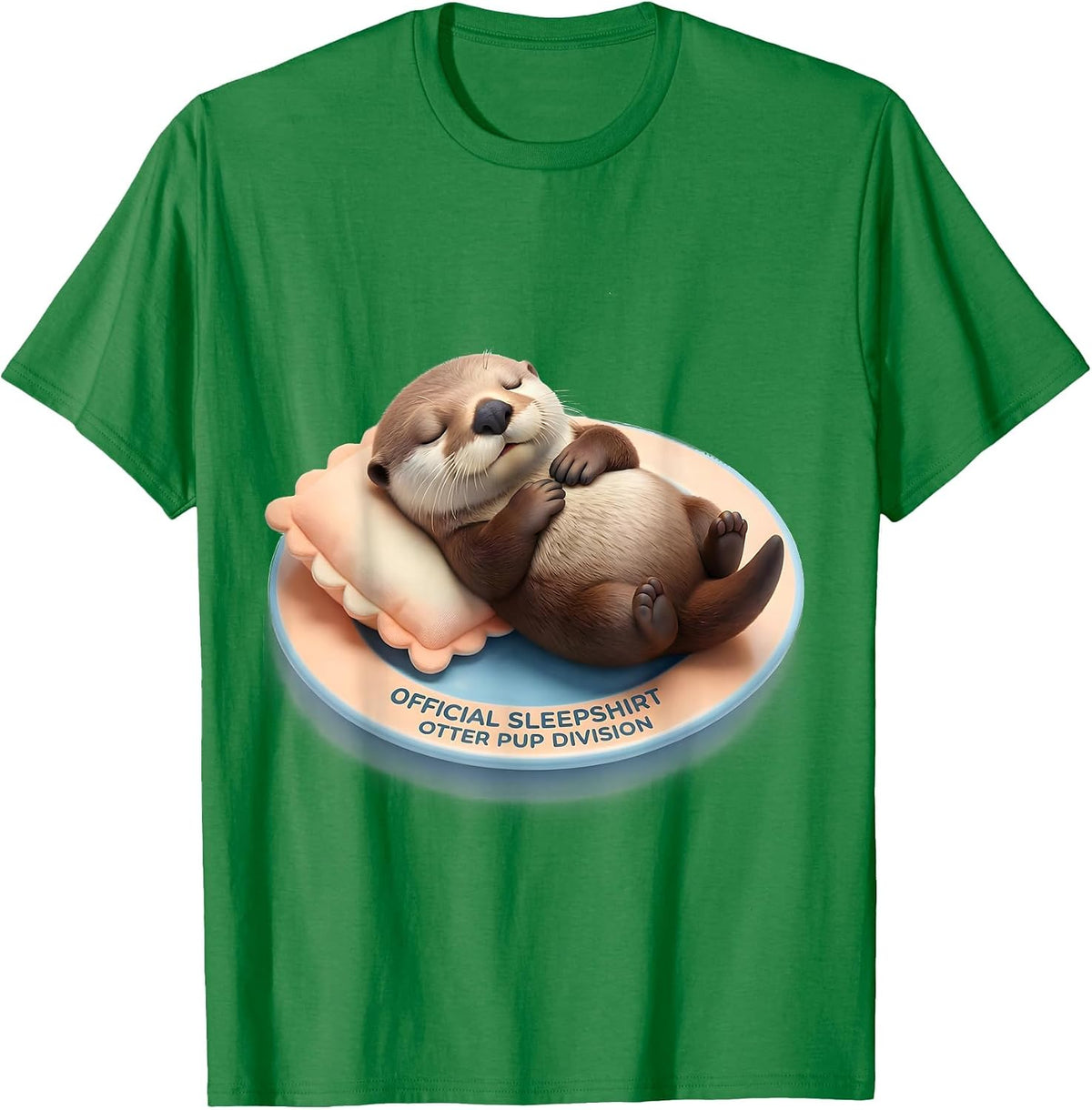 Men's Official Sleepshirt Otter Pup Division Cute Kawaii T-Shirt - Kelly Green