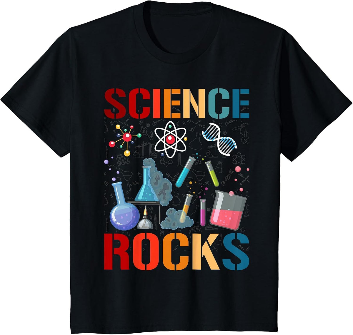 Science Rocks Biologist Chemistry Physics Teacher T-Shirt - Black