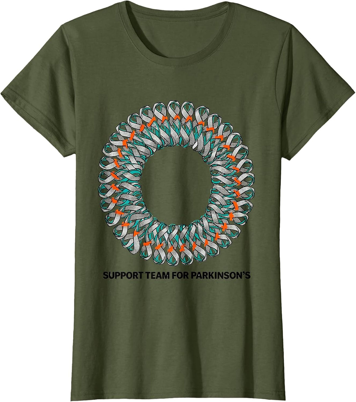 Women's Support Team For Parkinson's Awareness Ribbon Support Squad T-Shirt - Olive Green