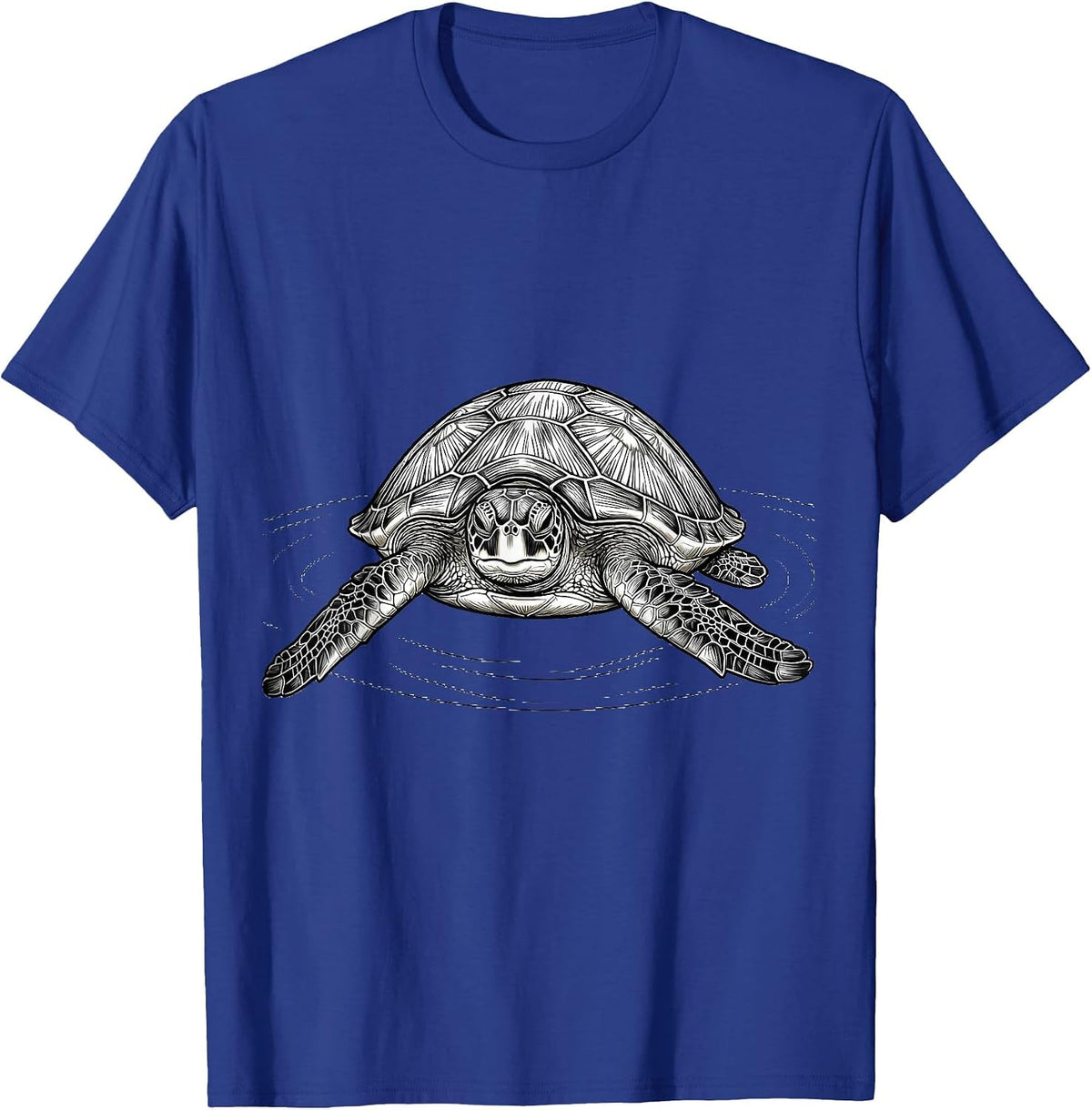 Sea Turtle Line Art Animal Lover Gift T-Shirt - Royal Blue