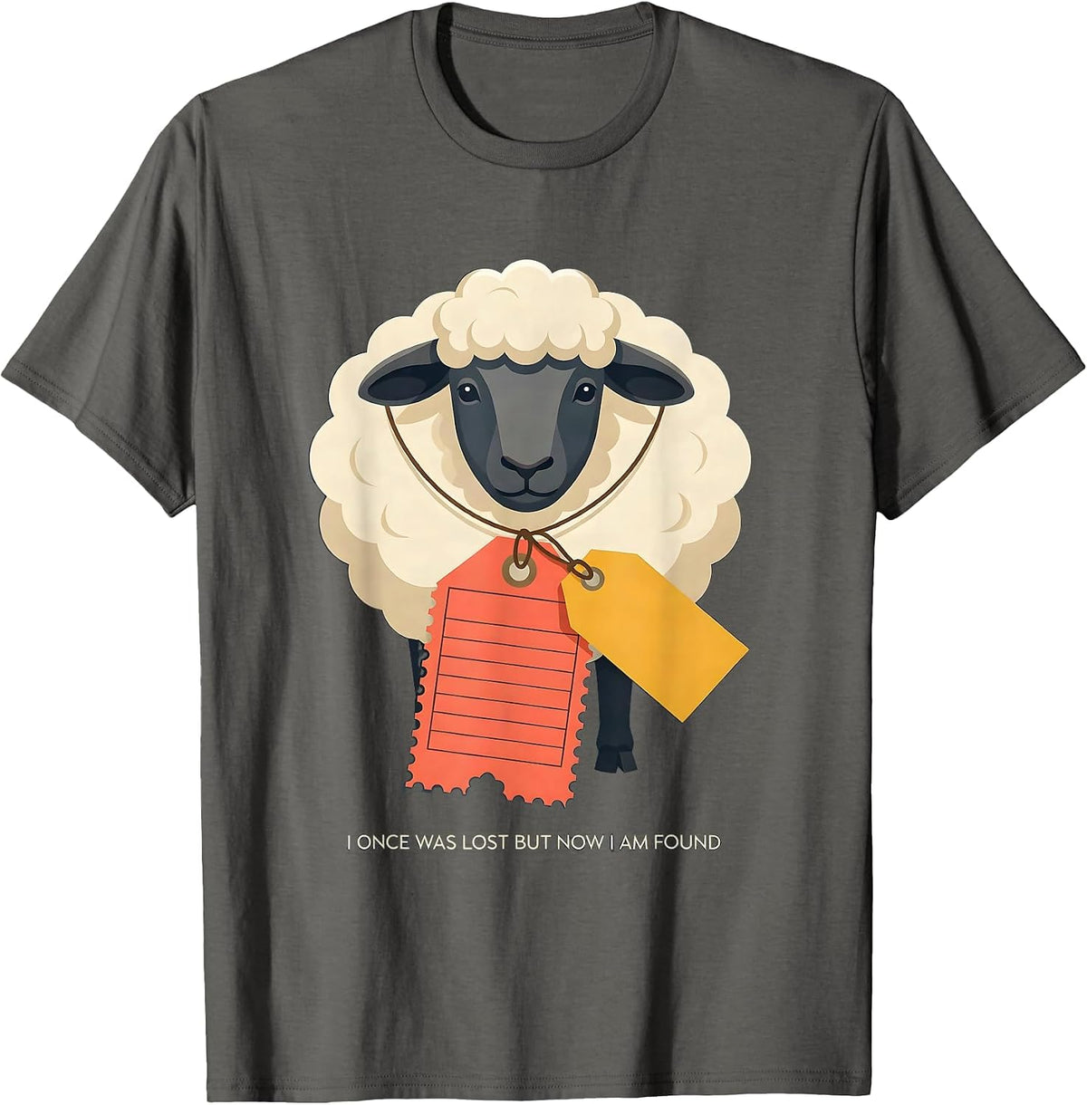 I Once Was Lost But Now I Am Found Funny Sheep Halloween T-Shirt - Asphalt Grey