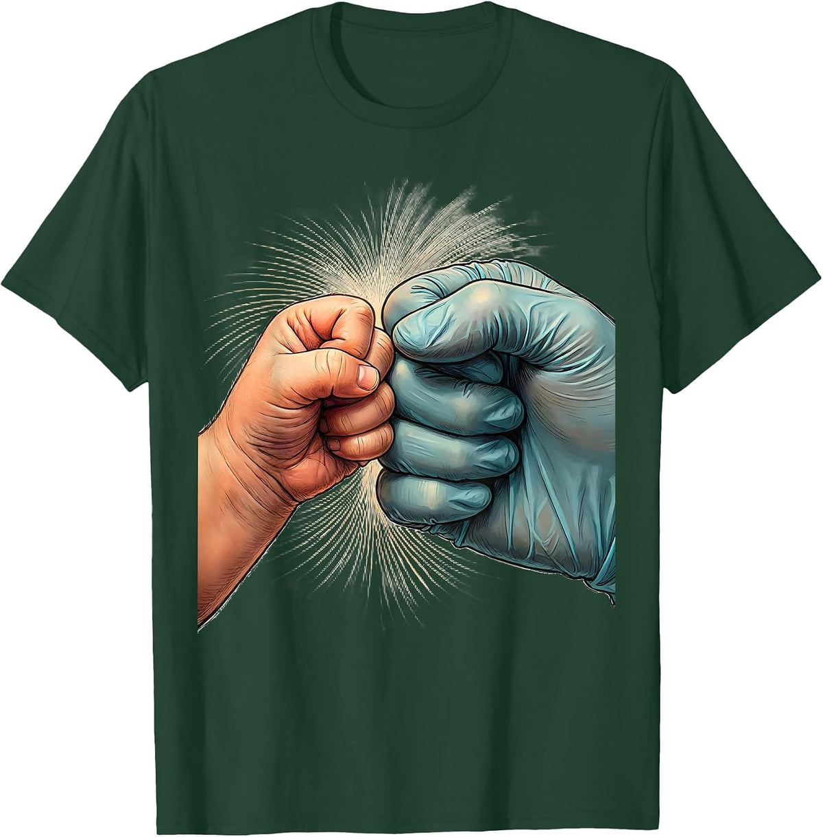 NICU Nurse Fist Bump Graphic Design T-Shirt - Dark Green