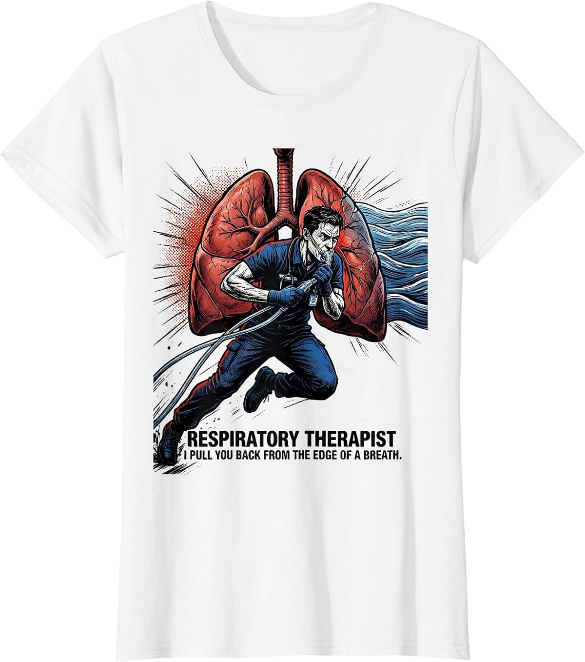 Respiratory Therapist Edge of Breath Comic Book T-Shirt - White