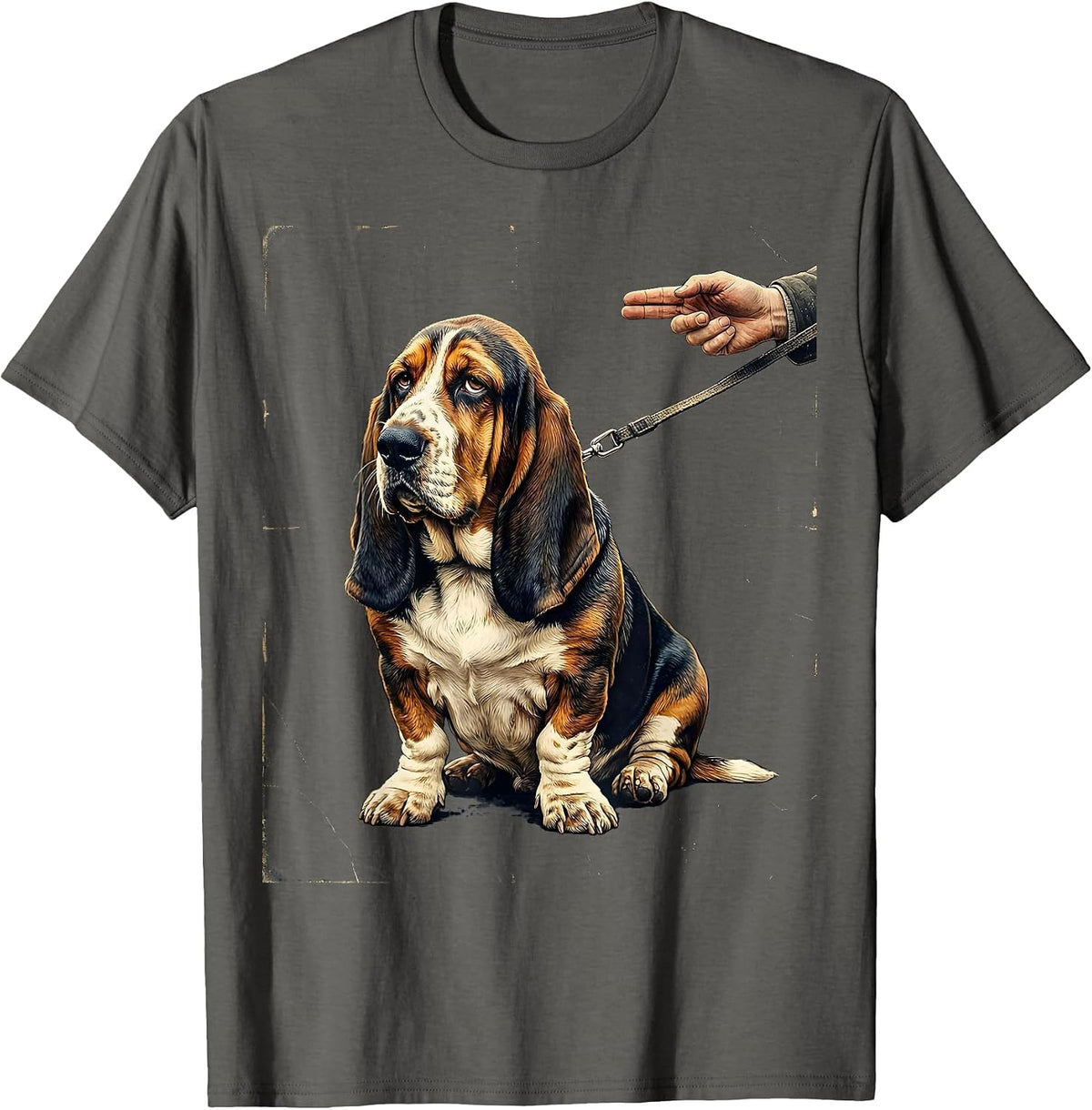 Basset Hound Distressed Funny Dog Lover Gift T-Shirt - Asphalt Grey