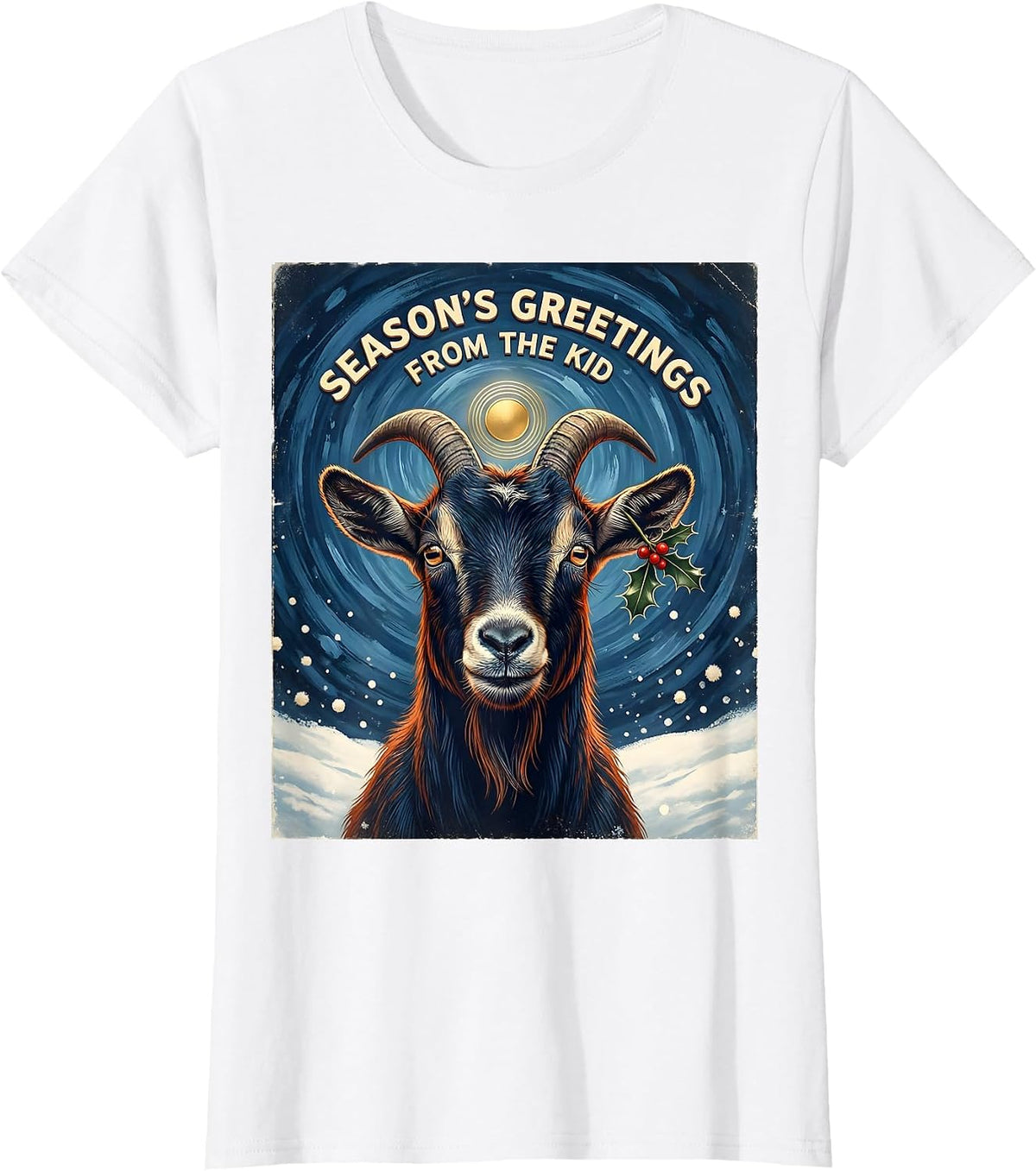 Season's Greetings From The Kid Vintage Holiday Animal Lover T-Shirt - White