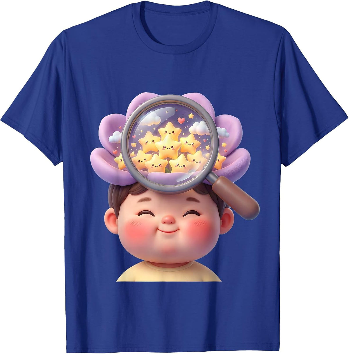 Men's Special Education Magnifying Glass Stars Child Mind T-Shirt - Royal Blue