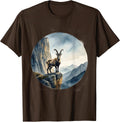 Men's Be Still Mountain Goat Cliff Ledge Illustration T-Shirt - Brown