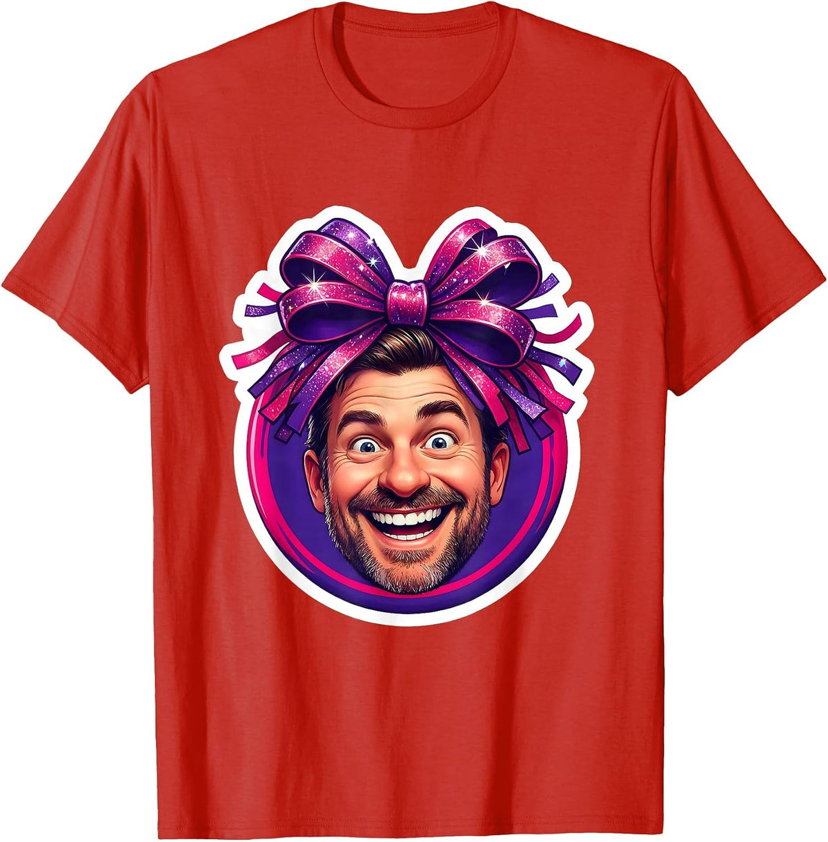 Men's Cheer Dad Oversized Bow Graphic T-Shirt - Red