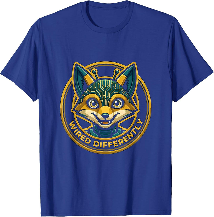 Wired Differently Autism Awareness Design T-Shirt - Royal Blue