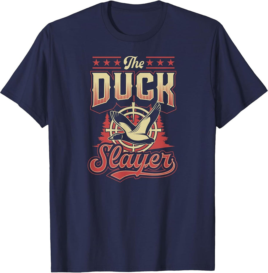 The Duck Slayer Funny Best Fowl Duck Hunting T-Shirt - Navy Blue