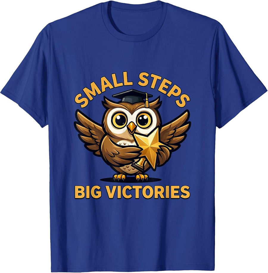 Small Steps Big Victories Special Education Teacher T-Shirt - Royal Blue