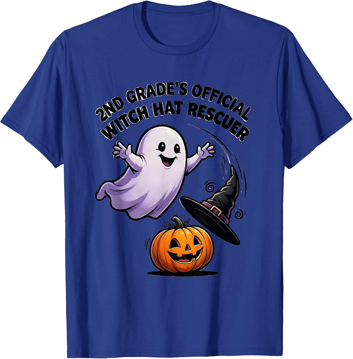 Men's 2nd Grade's Official Witch Hat Rescuer Spooky Second Grade T-Shirt - Royal Blue