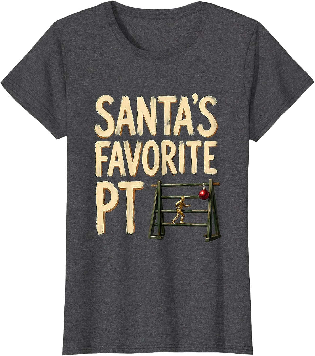 Women's Santa's Favorite PT Funny Physical Therapy Christmas Humor T-Shirt - Dark Heather Grey