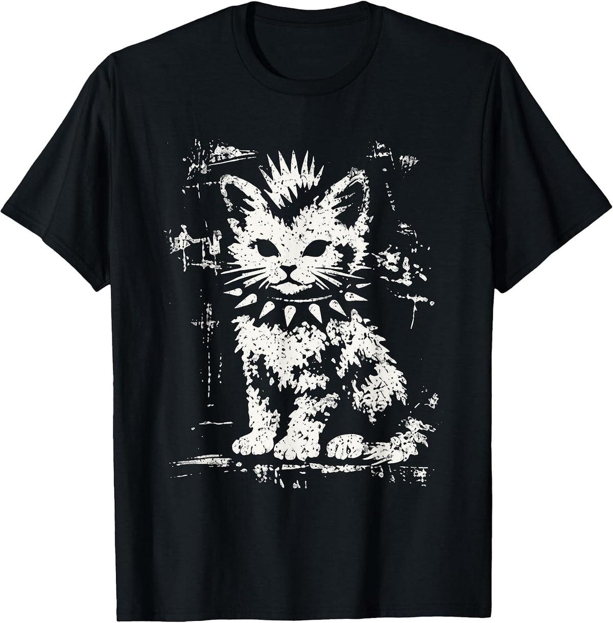 Punk Cat Grunge Rebel Cat Alternative Style T-Shirt - Black