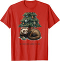 Men's The Ferret Has Claimed The Tree Funny Ferret Lover Christmas T-Shirt - Red