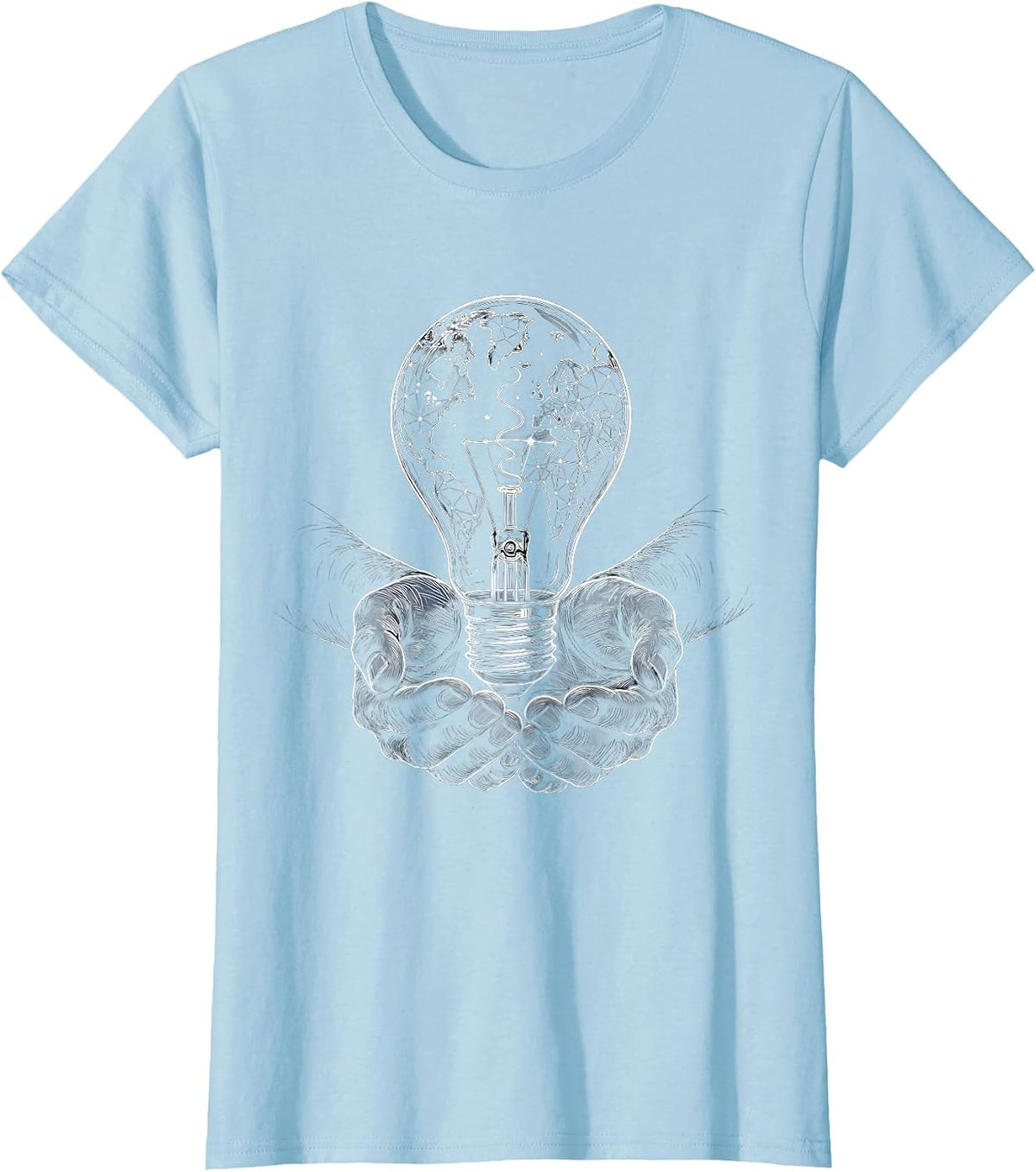 Autism Awareness Lightbulb Constellation Art T-Shirt - Baby Blue