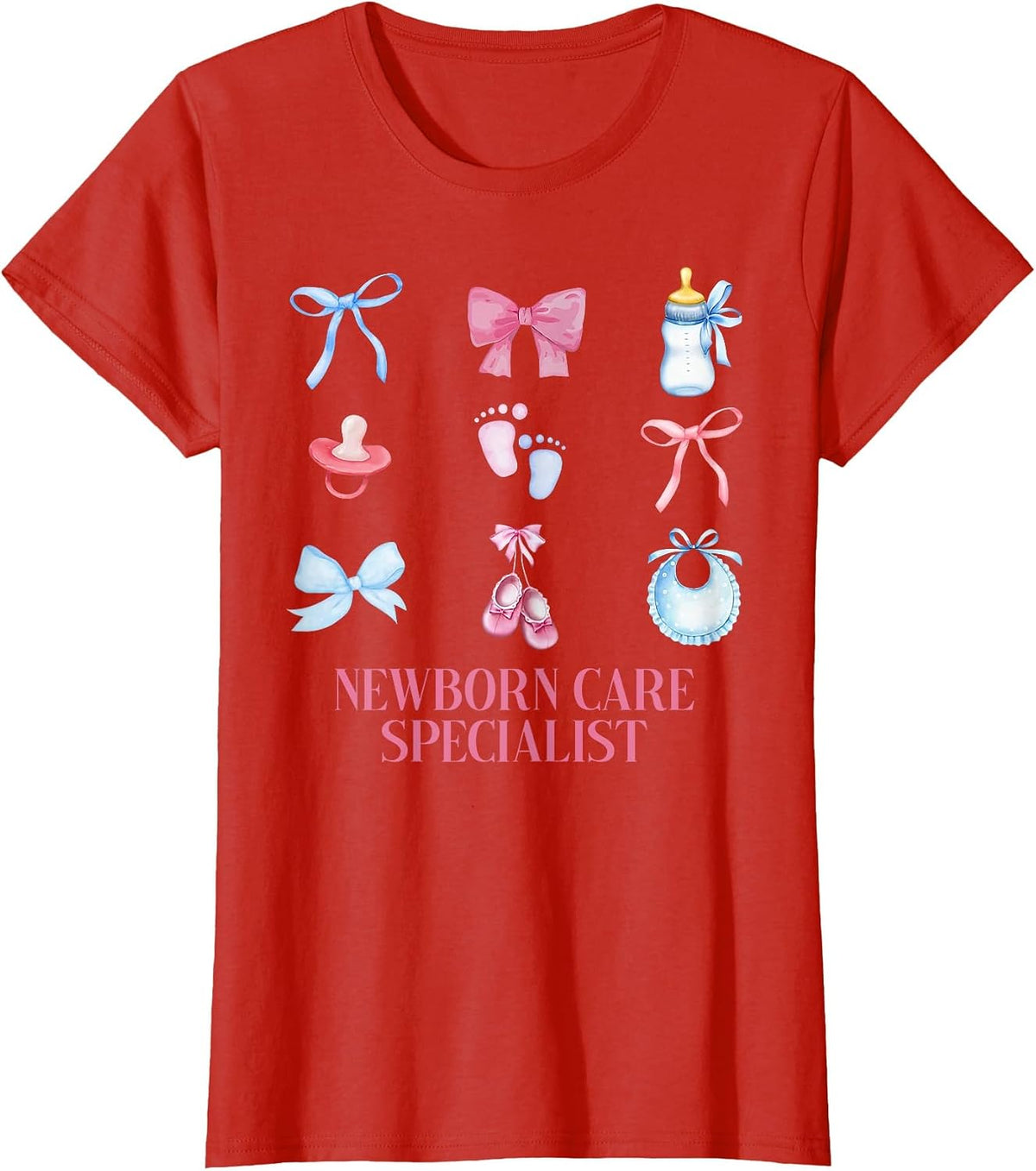 Coquette NCS Newborn Care Specialist Mother Baby Nurse T-Shirt - Red