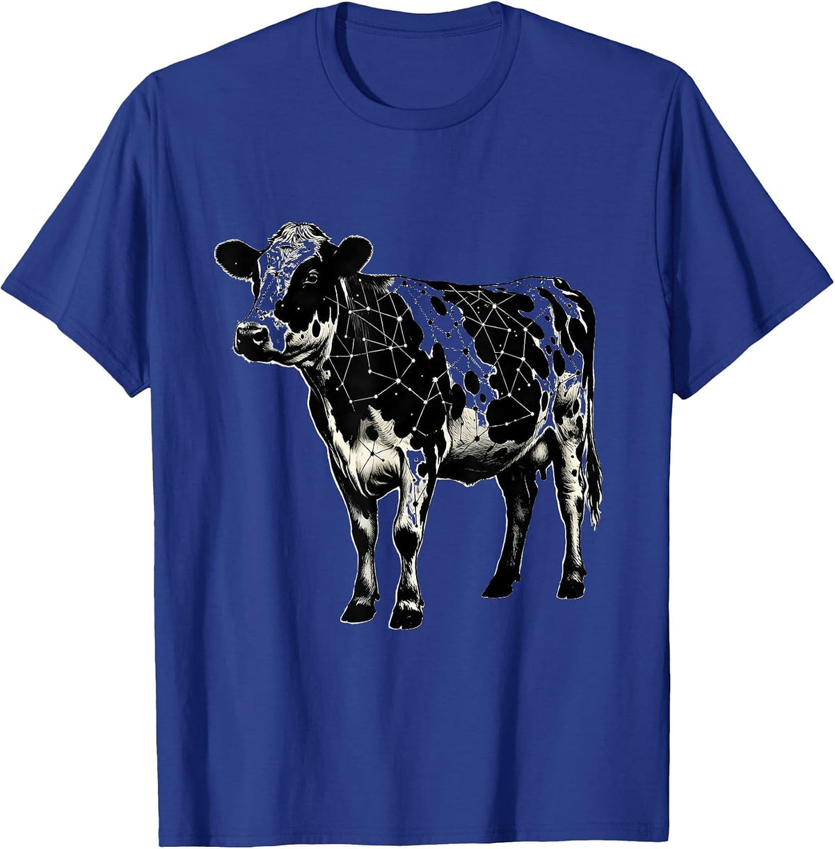 Cow Print Constellation Map Graphic Tee T-Shirt - Royal Blue