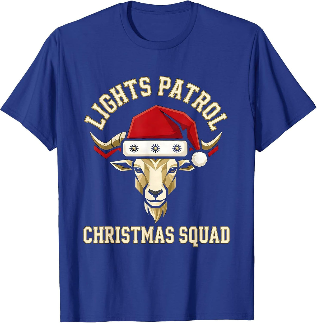 Lights Patrol Christmas Squad Sports Goat Lover Santa Hat T-Shirt - Royal Blue