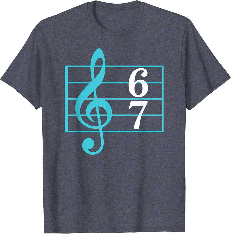 67 Music Meme Slang Six Seven Music Teacher Funny Musician T-Shirt - Heather Blue