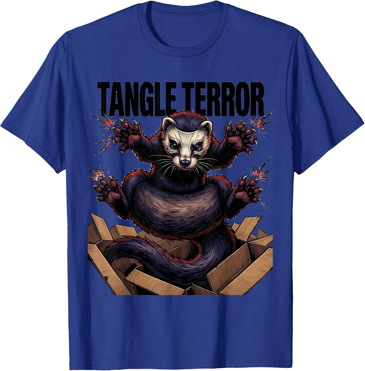 Men's Tangle Terror Cartoon Ferret Lover Gift Ferret Owner Humor T-Shirt - Royal Blue