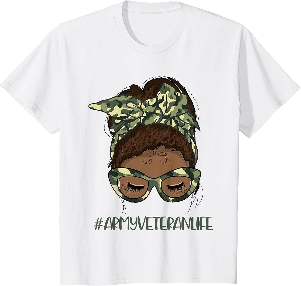 African American Army Veteran Female Afro Melanin Girl T-Shirt - White