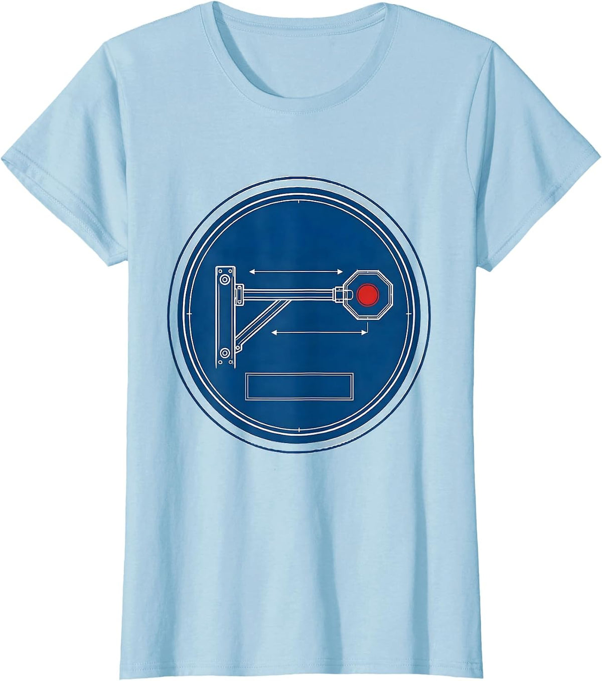 School Bus Stop Arm Technical Blueprint Driver Appreciation T-Shirt - Baby Blue