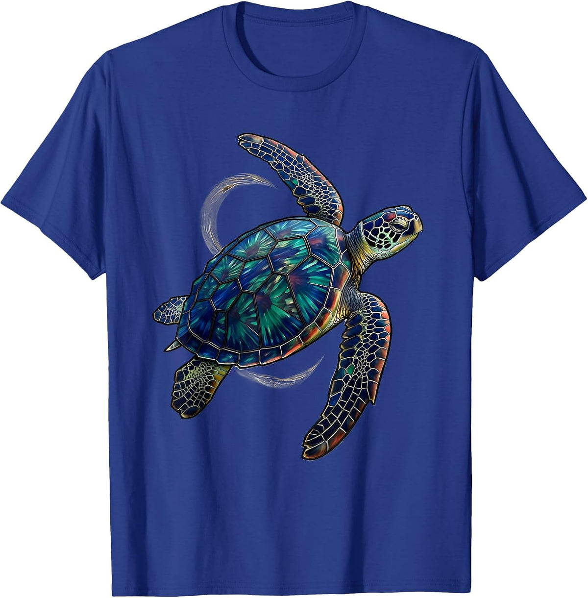 Sea Turtle Mosaic Stained Glass Ocean Animal Lover T-Shirt - Royal Blue