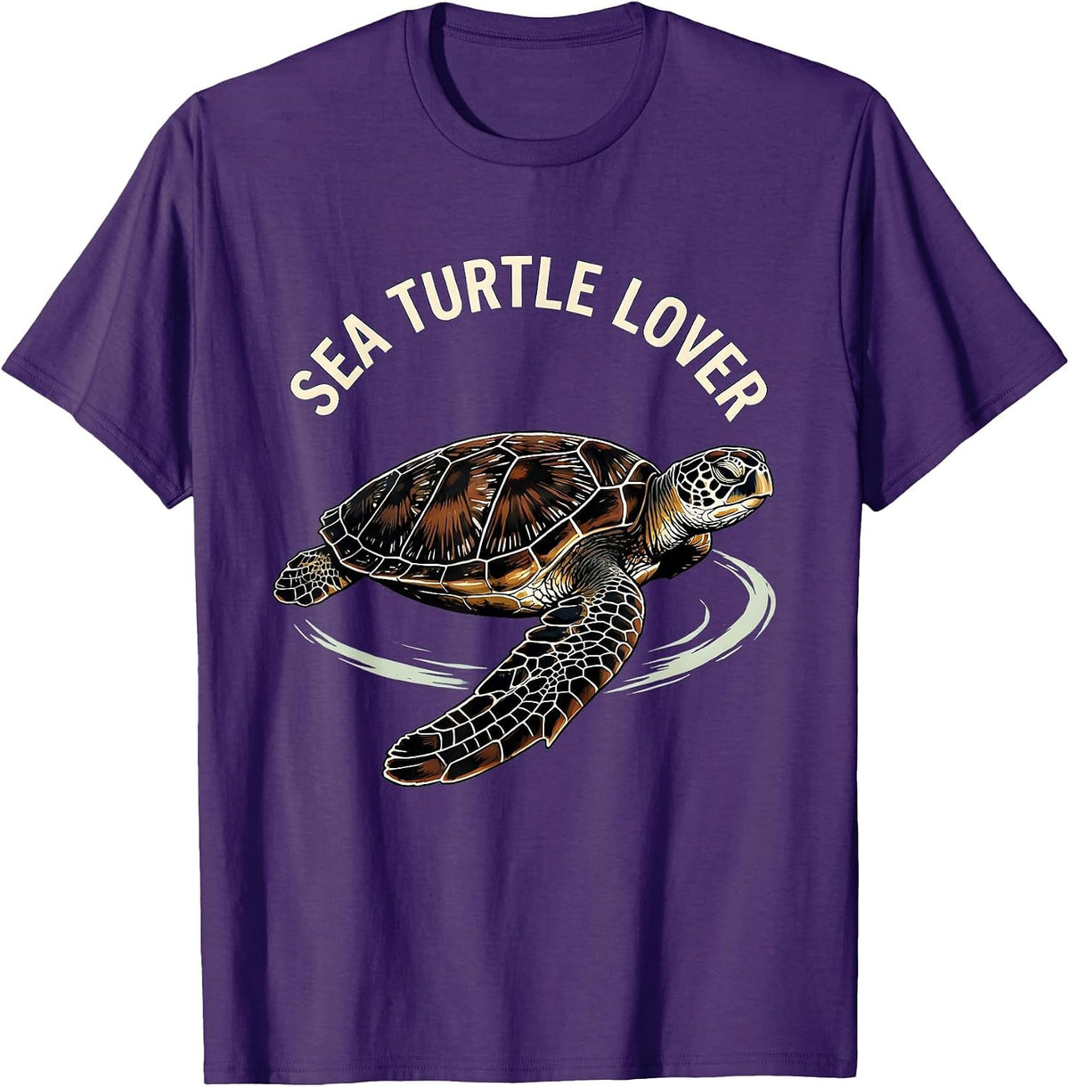 Sea Turtle Lover Linocut Ocean Animal Beach Art T-Shirt - Purple
