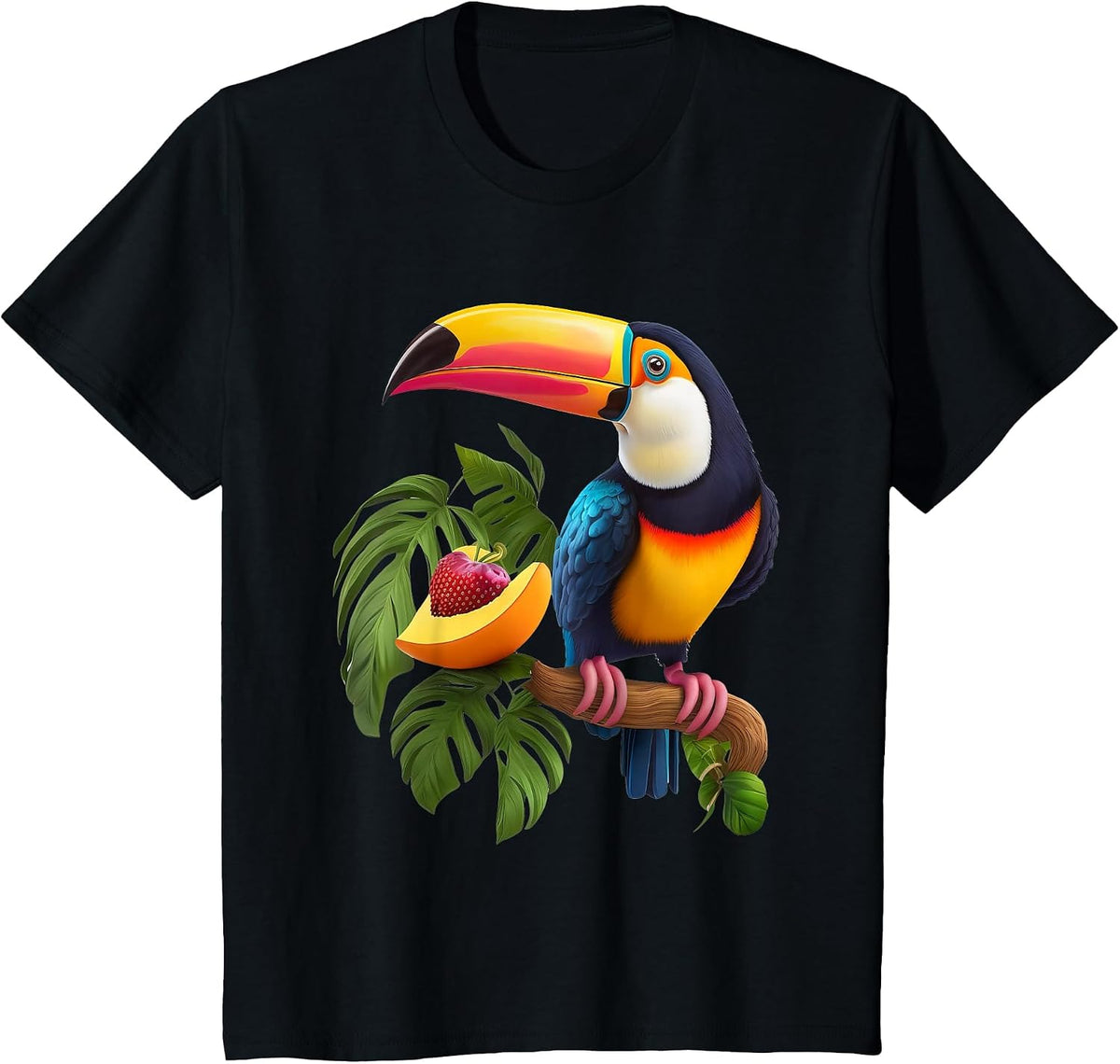 Colorful Toucan for Bird Lovers On A Branch in The Wild T-Shirt - Black