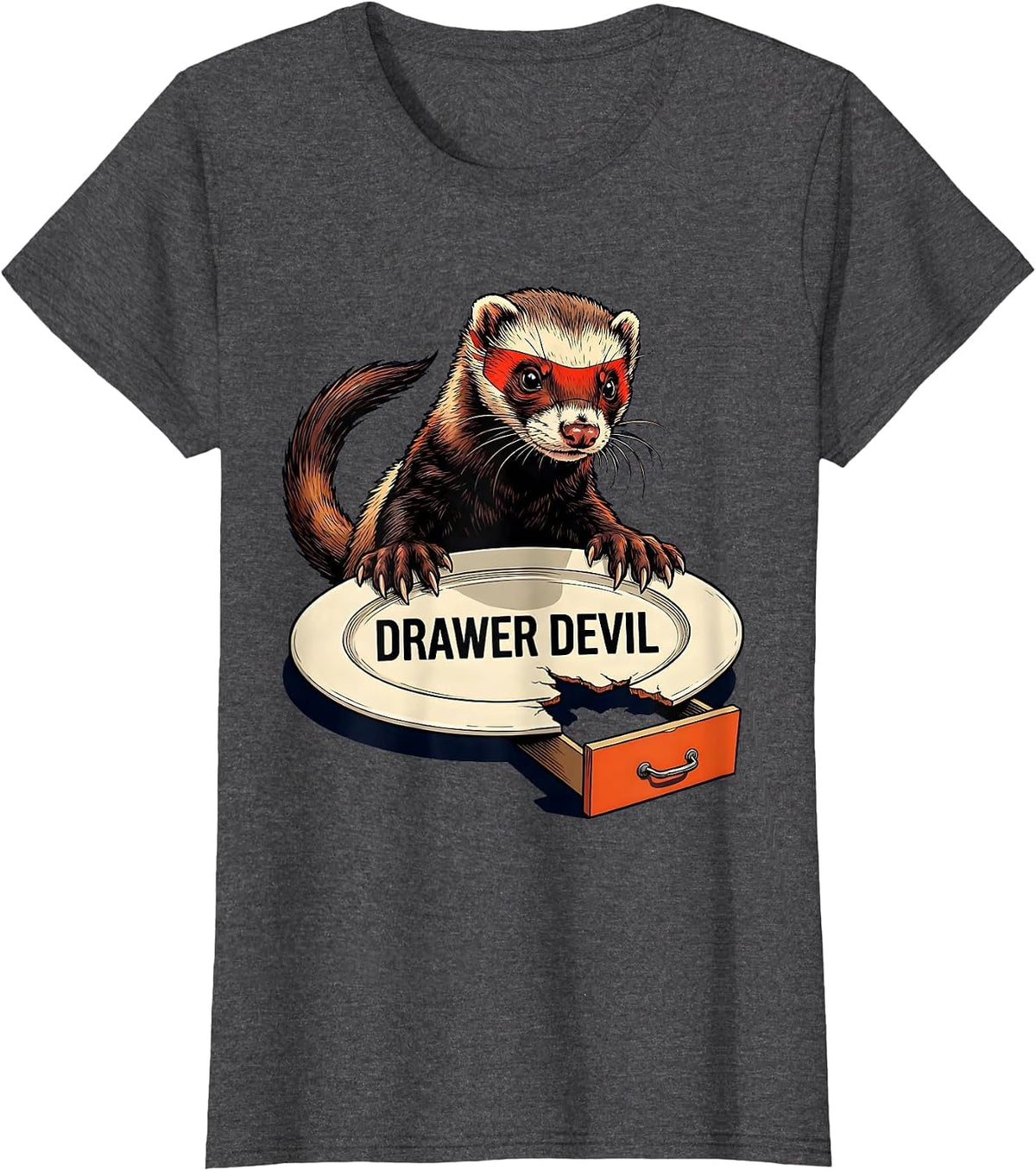 Women's Drawer Devil Funny Ferret Lover Gift T-Shirt - Dark Heather Grey