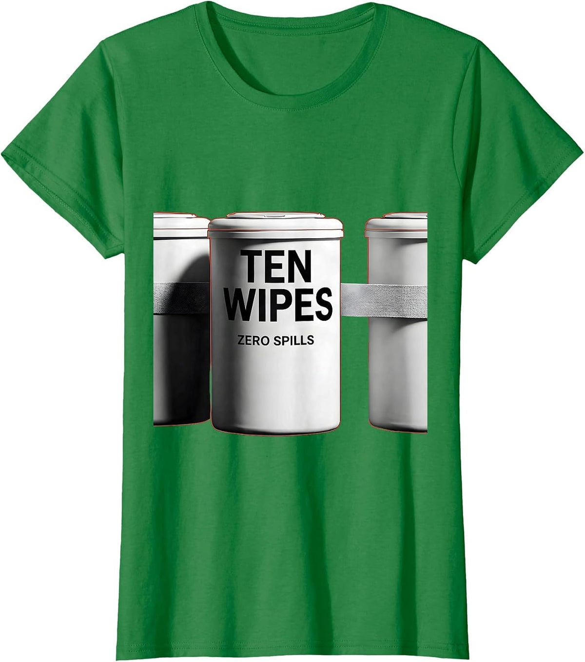 Women's Ten Wipes Zero Spills Funny Daycare Provider Childcare T-Shirt - Kelly Green