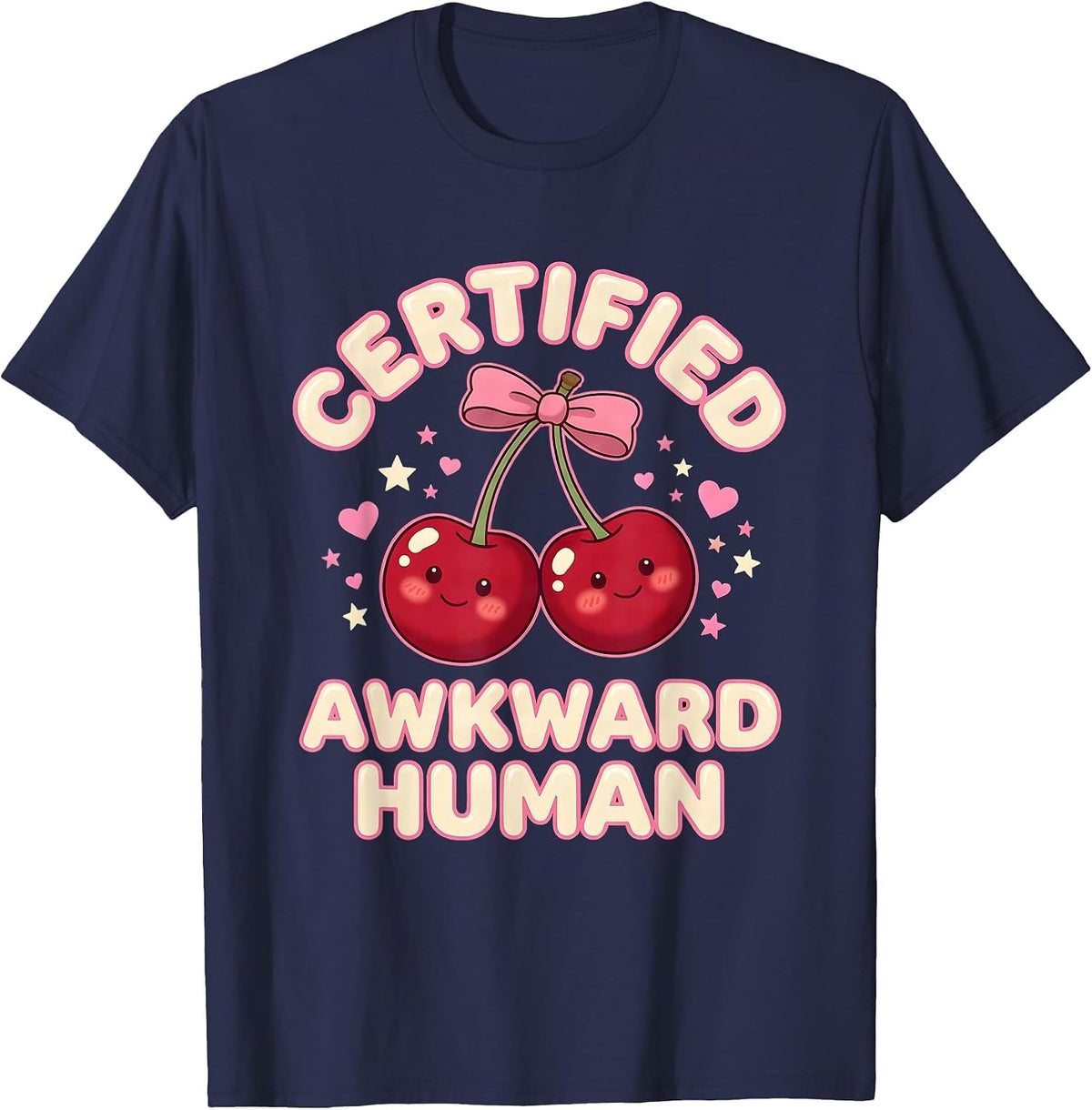 Certified Awkward Human Embarrassing Design T-Shirt - Navy Blue