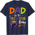 Dad of The Brewing Baby Witch Baby Shower Halloween T-Shirt - Navy Blue