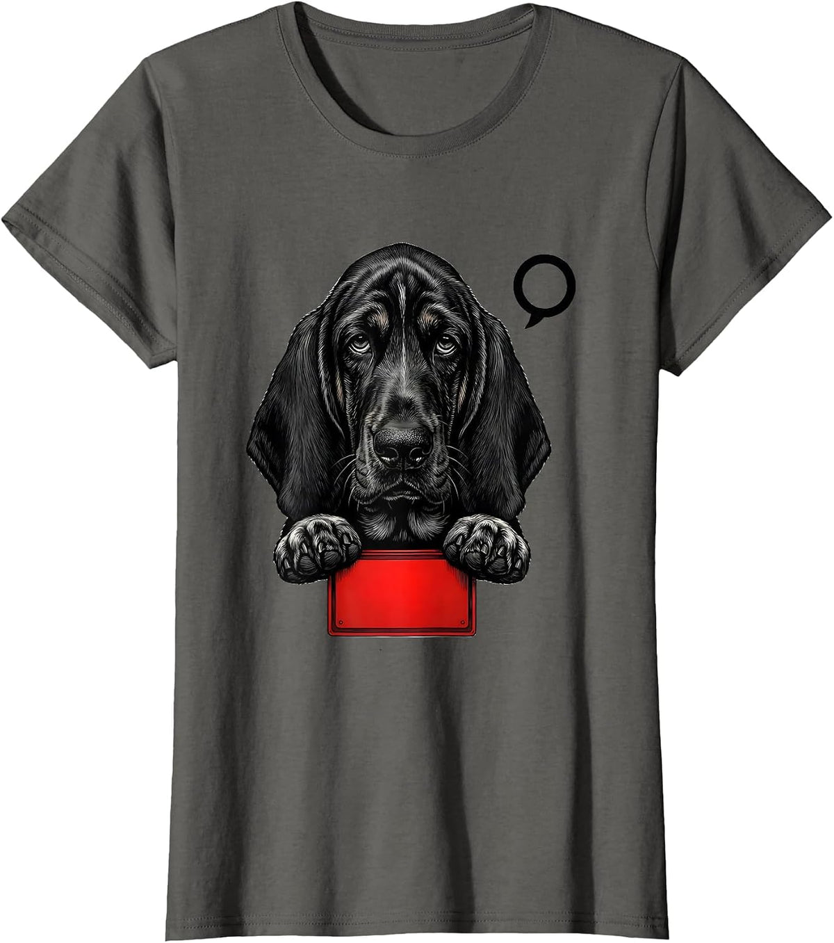 Women's Basset Hound Peeking Pocket Cute Dog Lover T-Shirt - Asphalt Grey