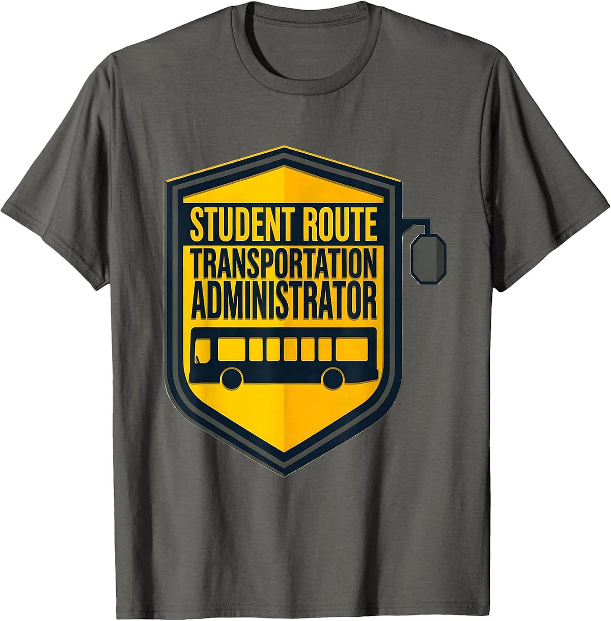 Men's Student Route Transportation Administrator School Bus Driver T-Shirt - Asphalt Grey