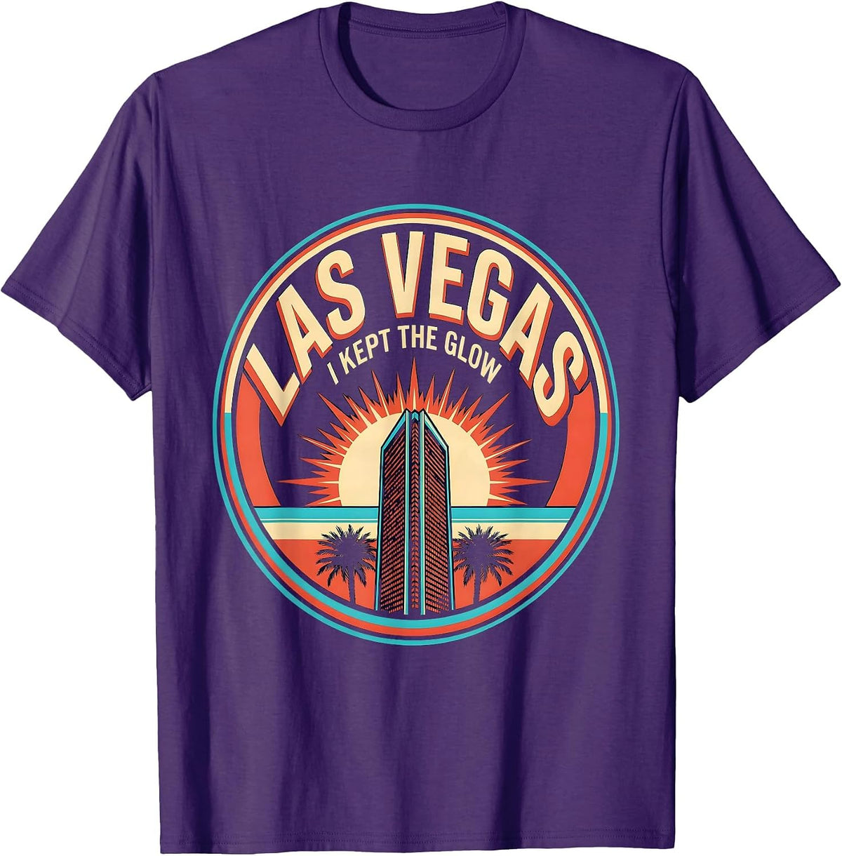 Las Vegas I Kept The Glow Screenprint Poster Vacation Trip T-Shirt - Purple