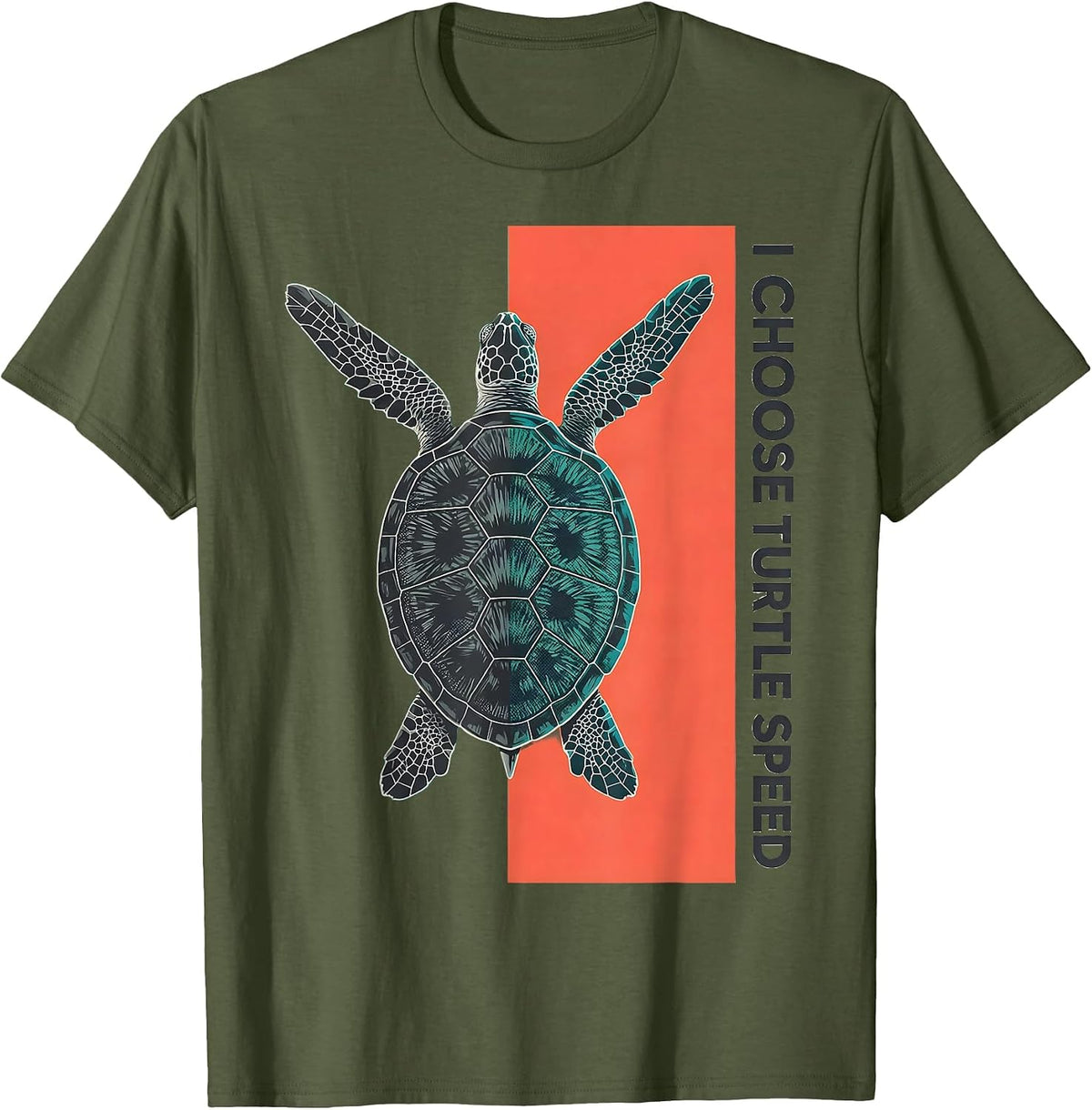 I Choose Turtle Speed Midcentury Modern Sea Turtle Lover T-Shirt - Olive Green
