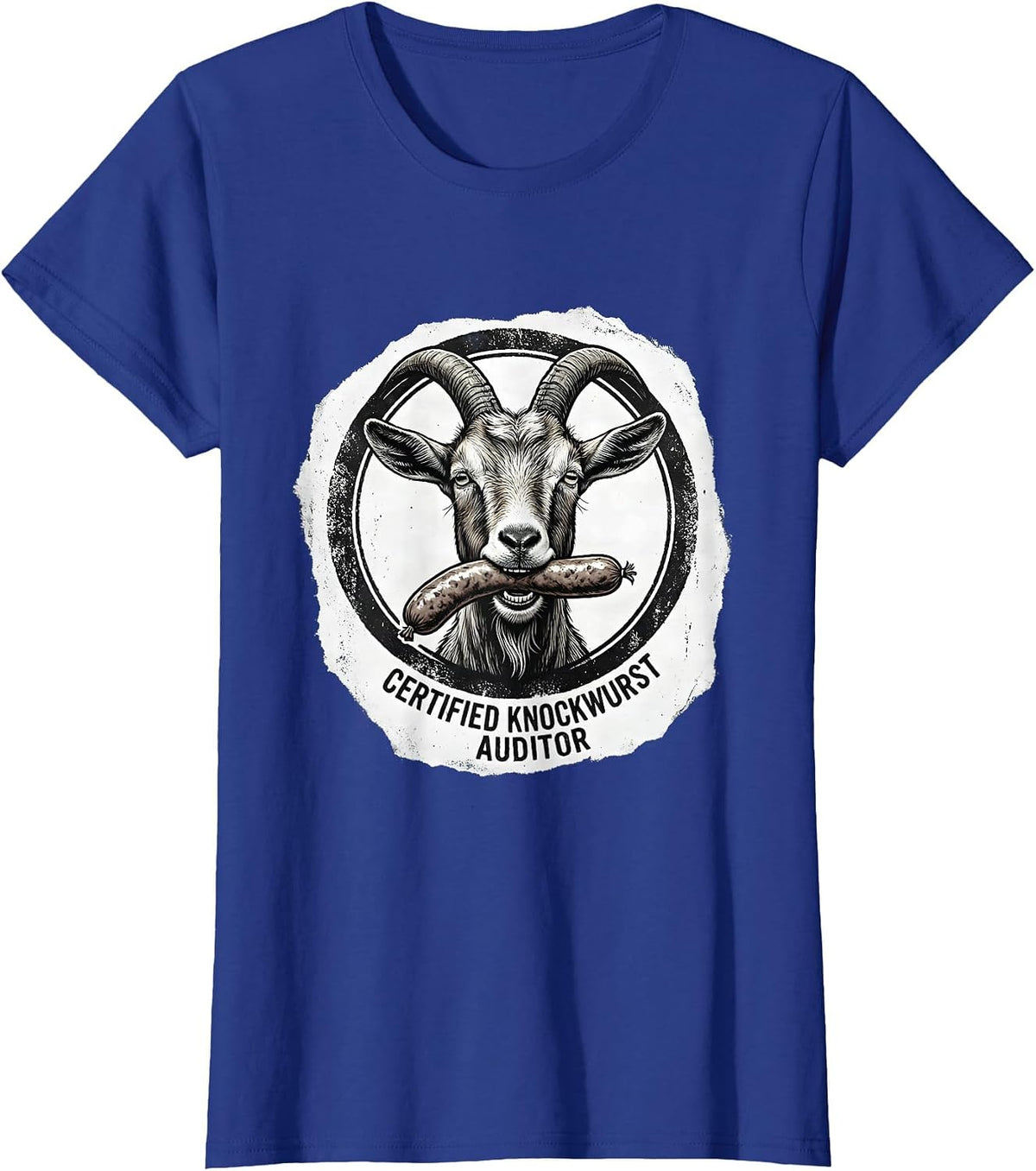 Women's Certified Knockwurst Auditor Funny Offensive Adult Humor T-Shirt - Royal Blue