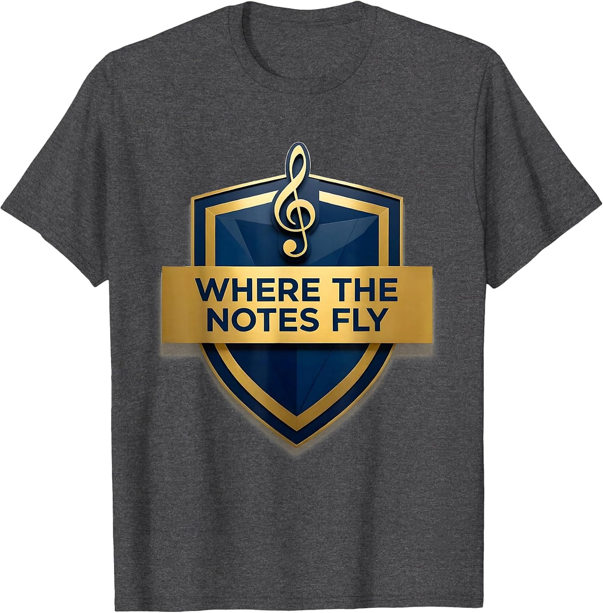 Where The Notes Fly Music Teacher Design T-Shirt - Dark Heather Grey