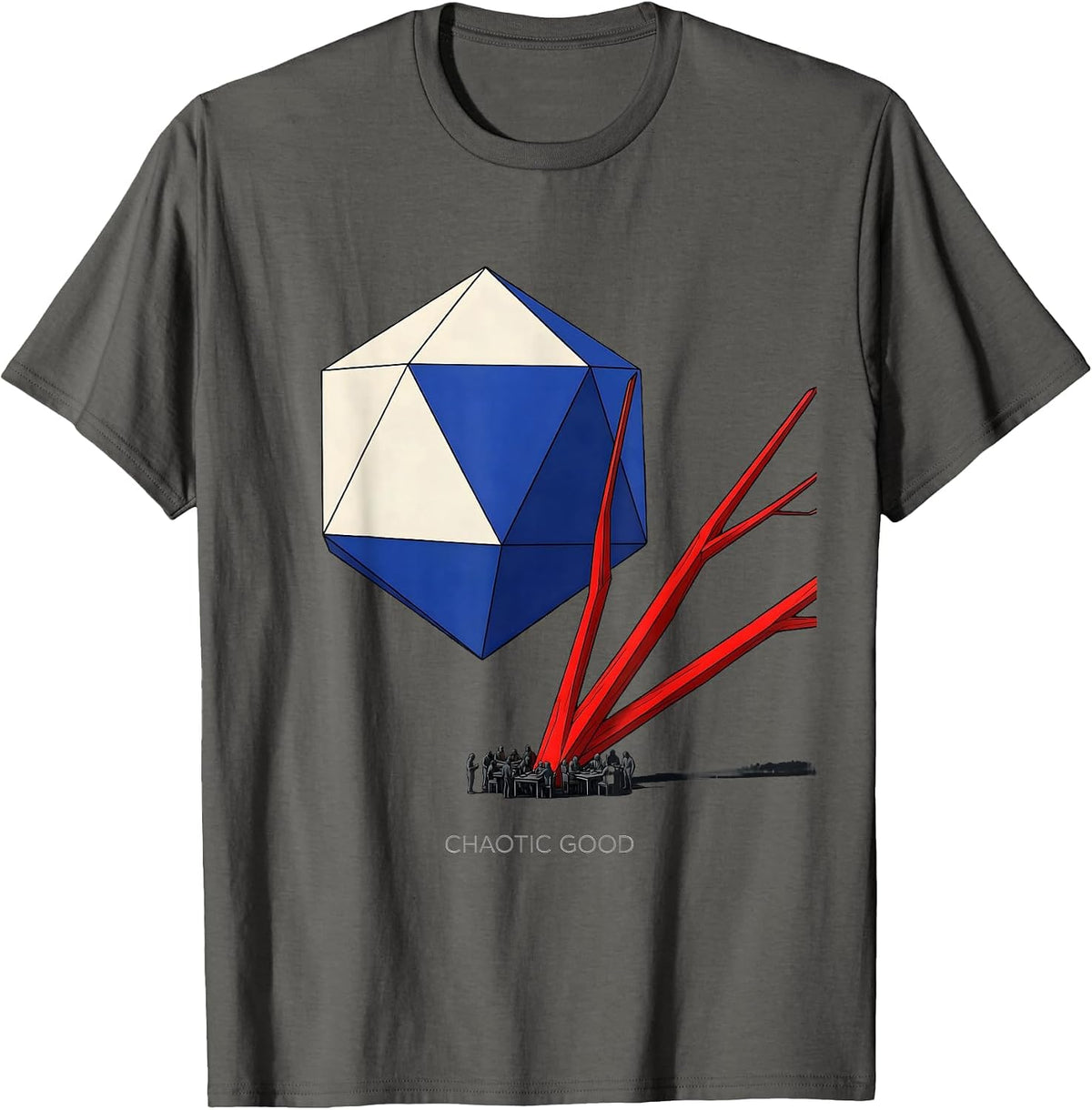 Men's Chaotic Good Geometric RPG Gamer Tabletop Humor T-Shirt - Asphalt Grey