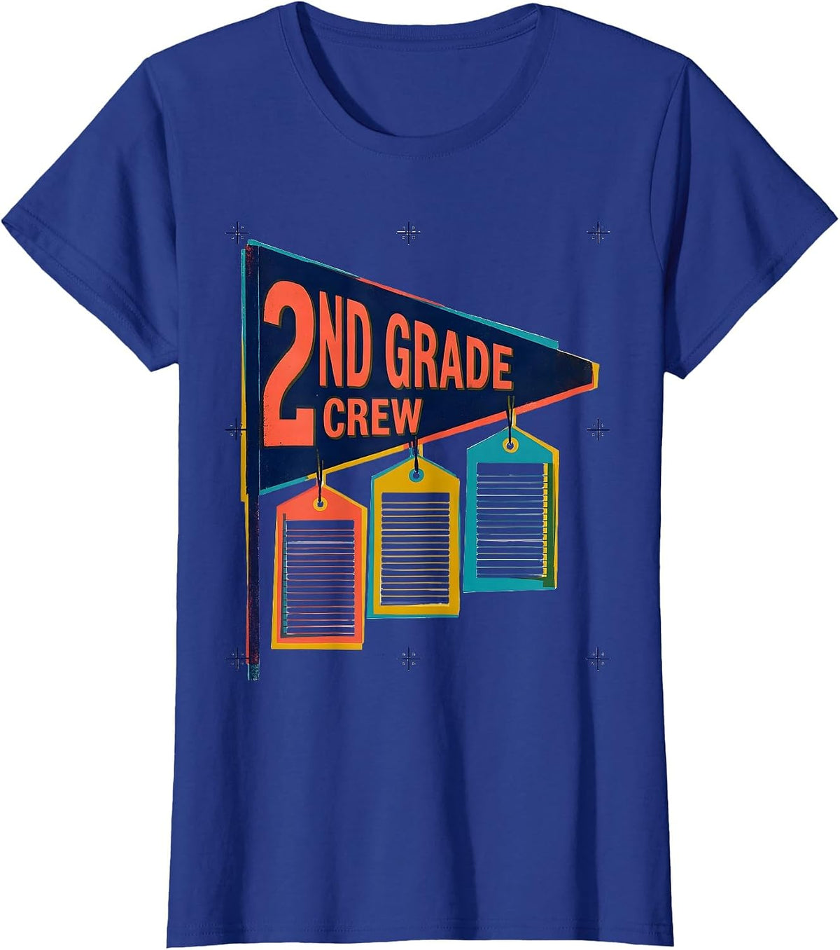 Women's 2nd Grade Crew Playful Back To School Student Teacher Team T-Shirt - Royal Blue