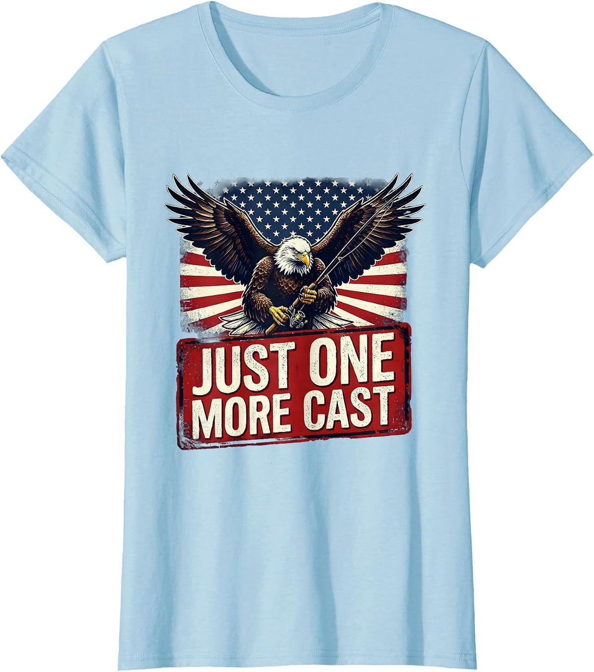 Just One More Cast Fishing Graphic Design T-Shirt - Baby Blue