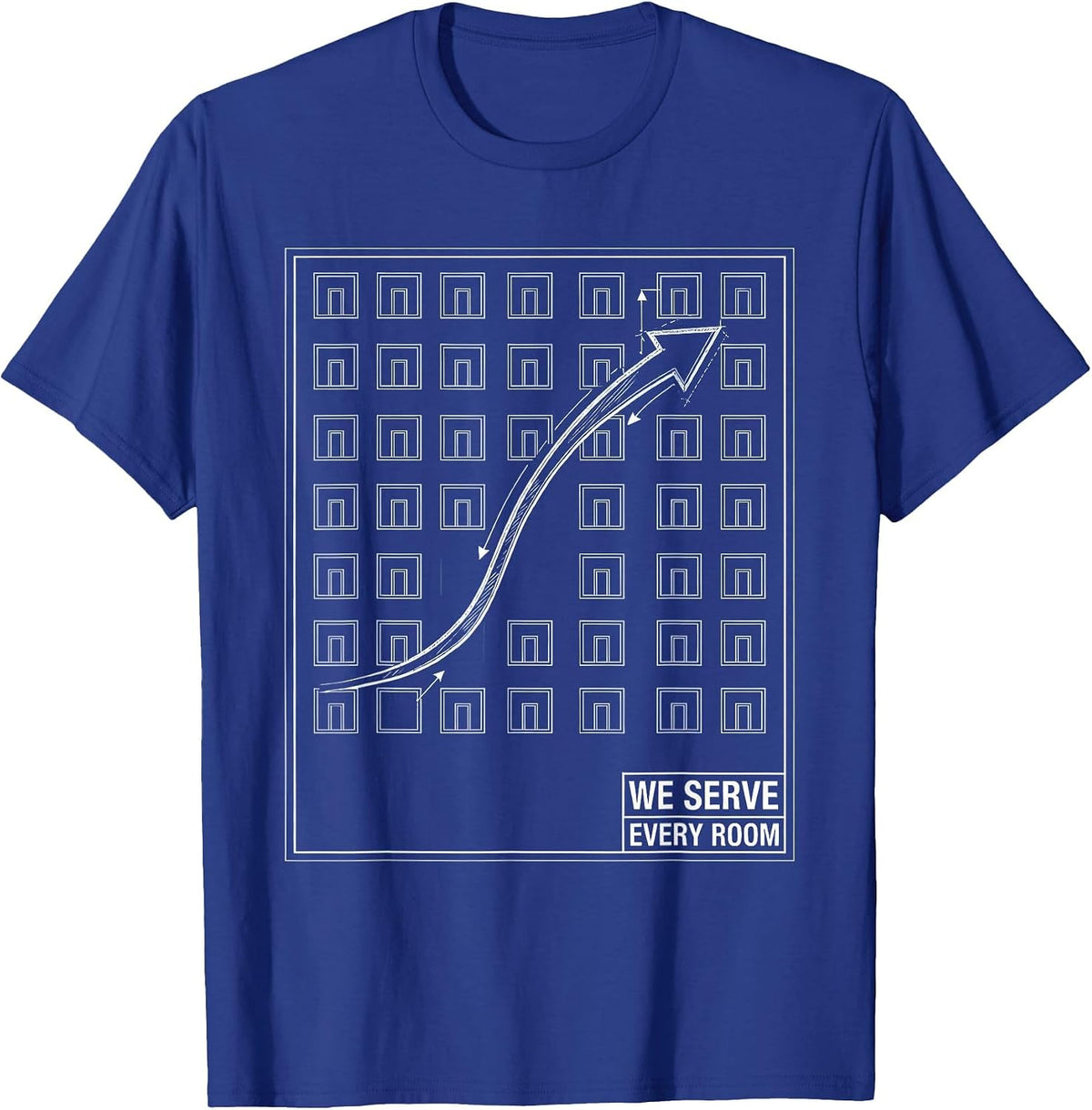 We Serve Every Room Technical Blueprint Specialist Teacher T-Shirt - Royal Blue