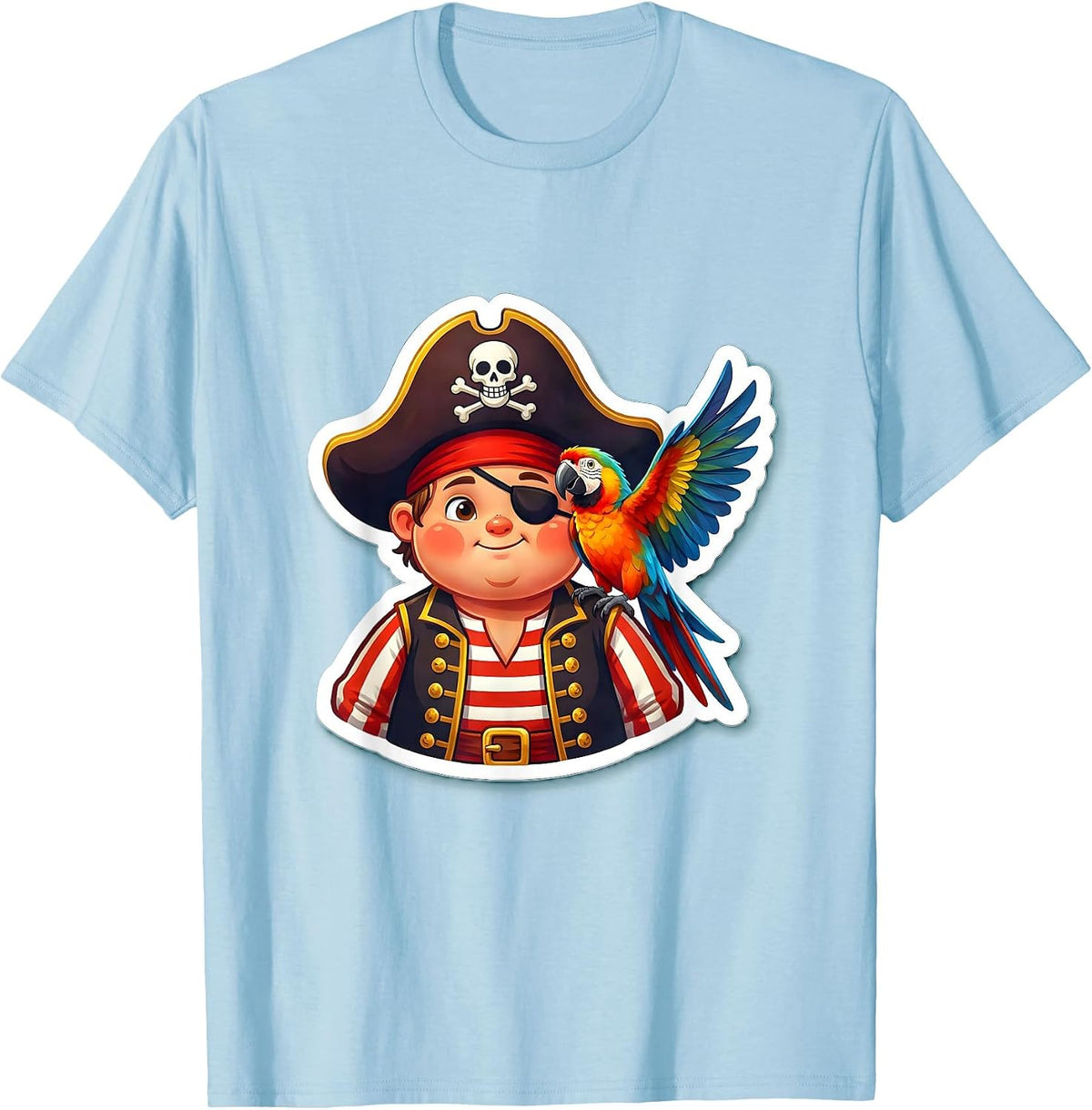 Men's Kid Pirate with Parrot on Shoulder Graphic T-Shirt - Baby Blue